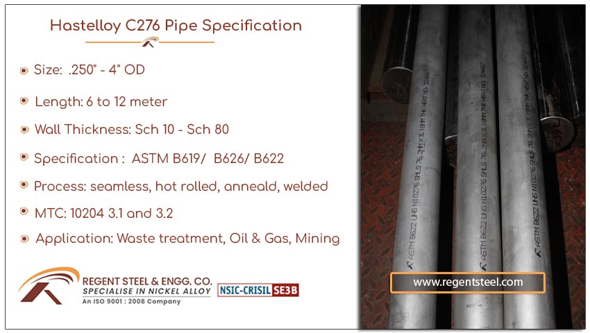 Hastelloy C276 pipe specification