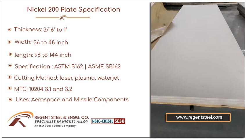 Nickel 200 plate specification